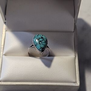 Sterling Silver 925 With Turquoise Teardrop Ring Size 5